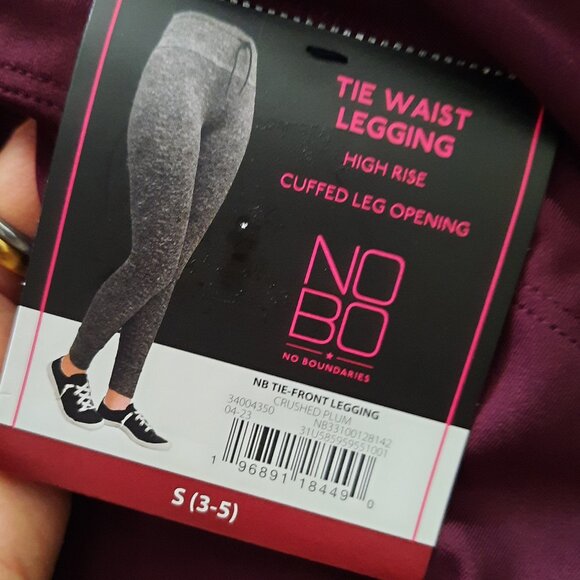 NO BOUNDARIES Tie-Waist Cuffed Leggings - Plum/Purple, Size S, NWT! - Picture 13 of 16
